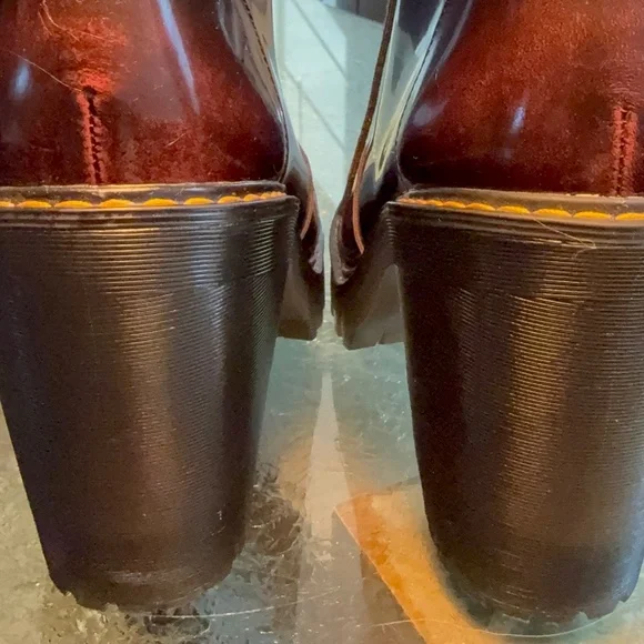 Dr.Martens Averil Arcadia Leather Cherry Ankle Heeled Boots Size 11 - Picture 6 of 10